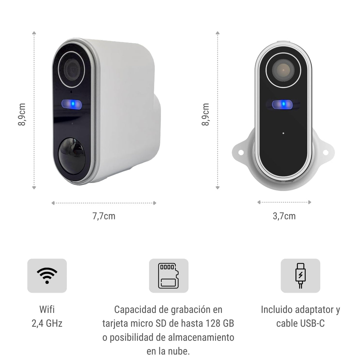 Konyks Camini Air 2 Solar - Cámara de vigilancia al Aire Libre inalámbrica WiFi con Panel Solar, notificaciones detección de Movimiento, visión Nocturna en Color, función de iluminación y Sirena