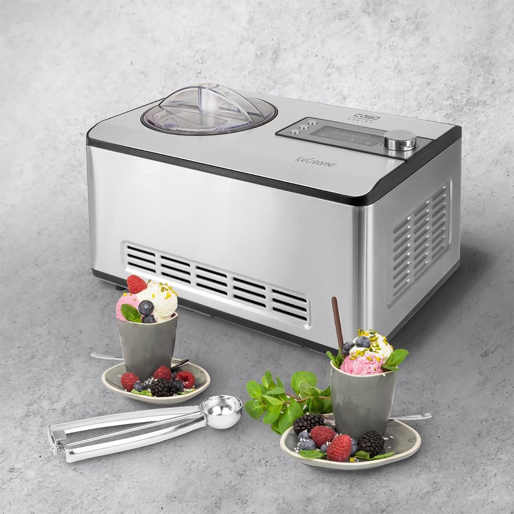 CASO Ice Creamer – 2 en 1 Design Heladera y máquina de yogur con tecnología de compresor, sin necesidad de enfriamiento previo, produce hasta 2 litros de helado, helado o yogur
