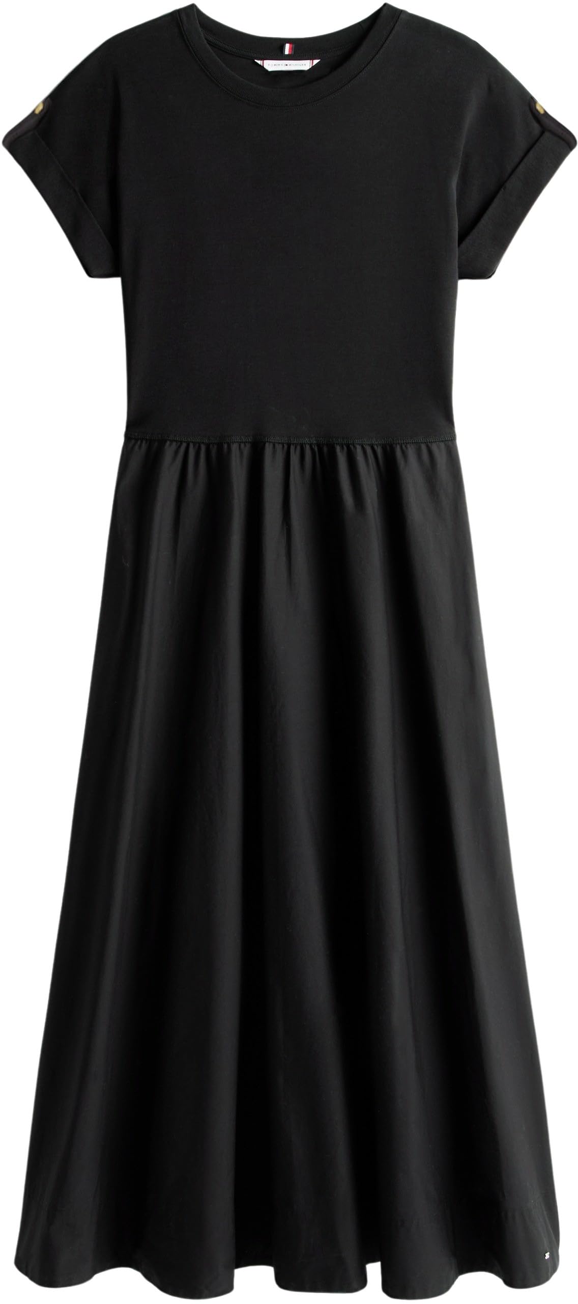 Tommy Hilfiger Vestido Mujer Modern Cody Midi Mix Fit & Flare, Negro (Black), XL