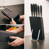 Fiskars Bloque de cuchillos con 5 cuchillos, Ancho: 15,5 cm, Alto: 37 cm, Madera de abedul, Negro, Edge, 1003099