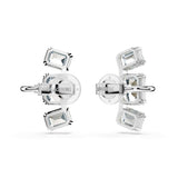Swarovski Pendientes de clip Millenia, Talla octogonal, Blancos, Baño de rodio