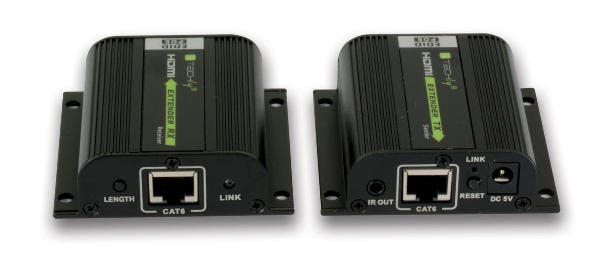 TECHLY 100709 Amplificador Extensor HDMI Full HD 3D Poe a Cable Cat.6/6A/7 40m con EDID e IR Negro