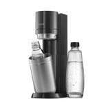 SodaStream Aireador de agua DUO sin cilindro de CO2, 1 botella de cristal de 1 l y 1 botella de plástico apta para lavavajillas de 1 l, altura: 44 cm, color: titanio, 19,1 x 36,6 x 44,5