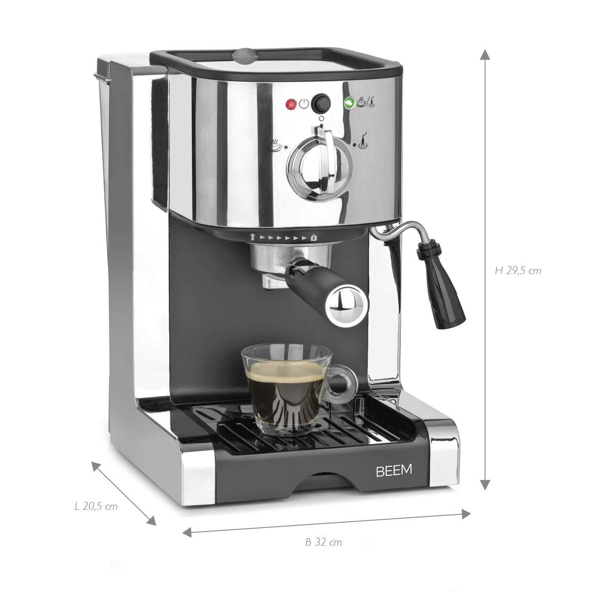 BEEM Máquina de café espresso ESPRESSO-PERFECT | Máquina de café espresso de 20 bares | Para cápsulas, polvo&Pads | Con boquilla de espuma de leche para especialidades de café como las del barista
