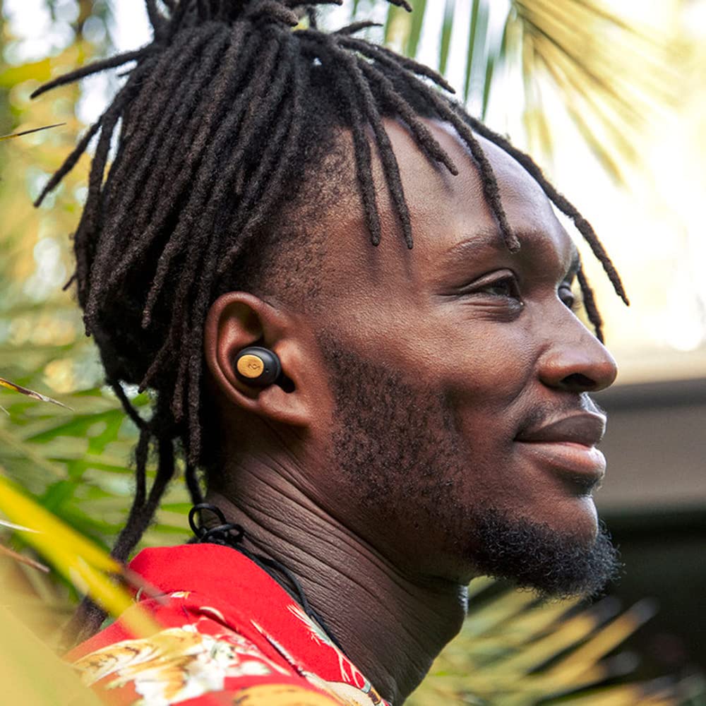 Marley House of Champion True - Auriculares compactos con Bluetooth 5.0 (hasta 28 Horas de Tiempo de Juego, Incluye cómodos geles para los oídos, diseño de bambú ecológico) Color Negro