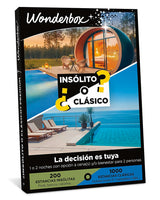 WONDERBOX - Caja Regalo - Insólito o Clásico - Premium - 1 o 2 Noches con Desayuno y opción a Cena y o Experiencia Bienestar para 2 Personas - Válido Durante 3 años y 3 Meses