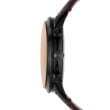 Fossil Reloj para hombre Townsman 44mm, movimiento cronógrafo de cuarzo, caja de 44mm de acero inoxidable negro con correa de piel, FS5437