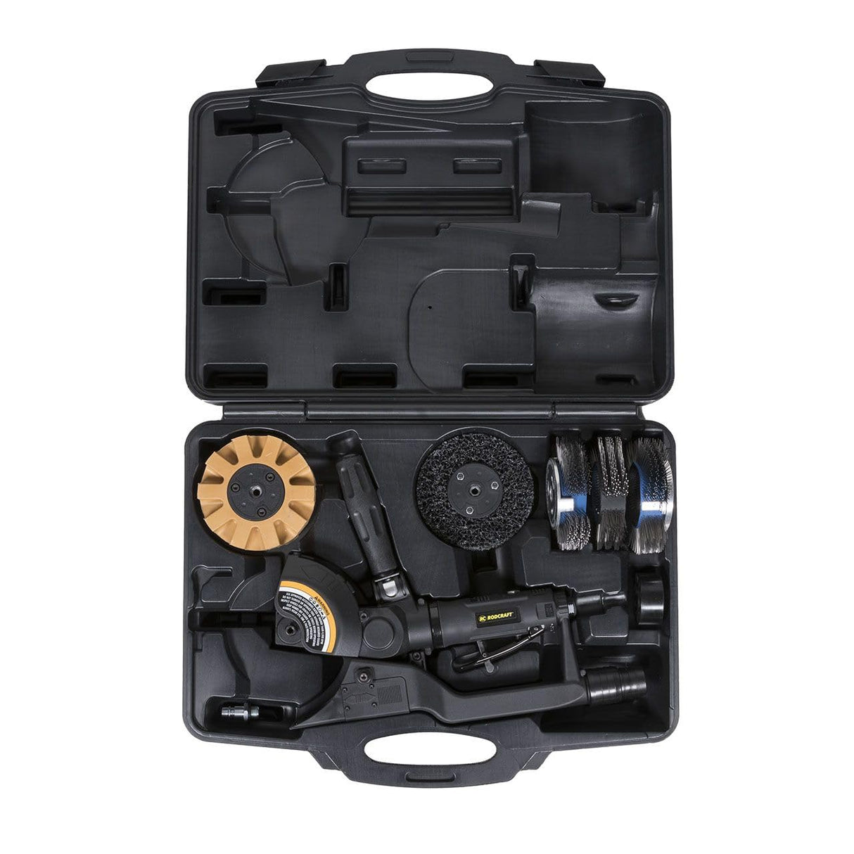 Rodcraft RC7095K - Juego de herramientas para lijadora MBX de aire comprimido RC7095, regulación de velocidad continua, mango ajustable, con muchos accesorios, en maletín de plástico