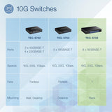 TRENDnet Interruptor de 8 Puertos 10G, 8 Puertos RJ-45 de 10 G, Capacidad de conmutación de 160 Gbps, Montaje en Rack de 10 Conexiones de Red Gigabit, protección de por Vida, Negro, TEG-S708
