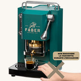 FABER COFFEE MACHINES Pro Mini Deluxe Model | Máquina de cápsulas de café de 44 mm | Acabado verde británico cromado | prensa de almohadilla de latón