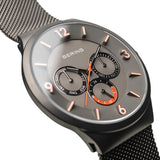 BERING 35040-367 Reloj de cuarzo para hombre con caja de acero inoxidable de 40 mm con acabado en oro rosa y esfera azul, correa milanesa, cristal de zafiro y resistencia al agua de 5 ATM