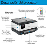 HP OfficeJet Pro 8122e, Impresora multifunción profesional de tinta A4 a color, Copia, Escáner, Mobile Fax, Wi-Fi, Impresión a doble cara automática, 3 meses de impresión Instant Ink con HP+, Gris