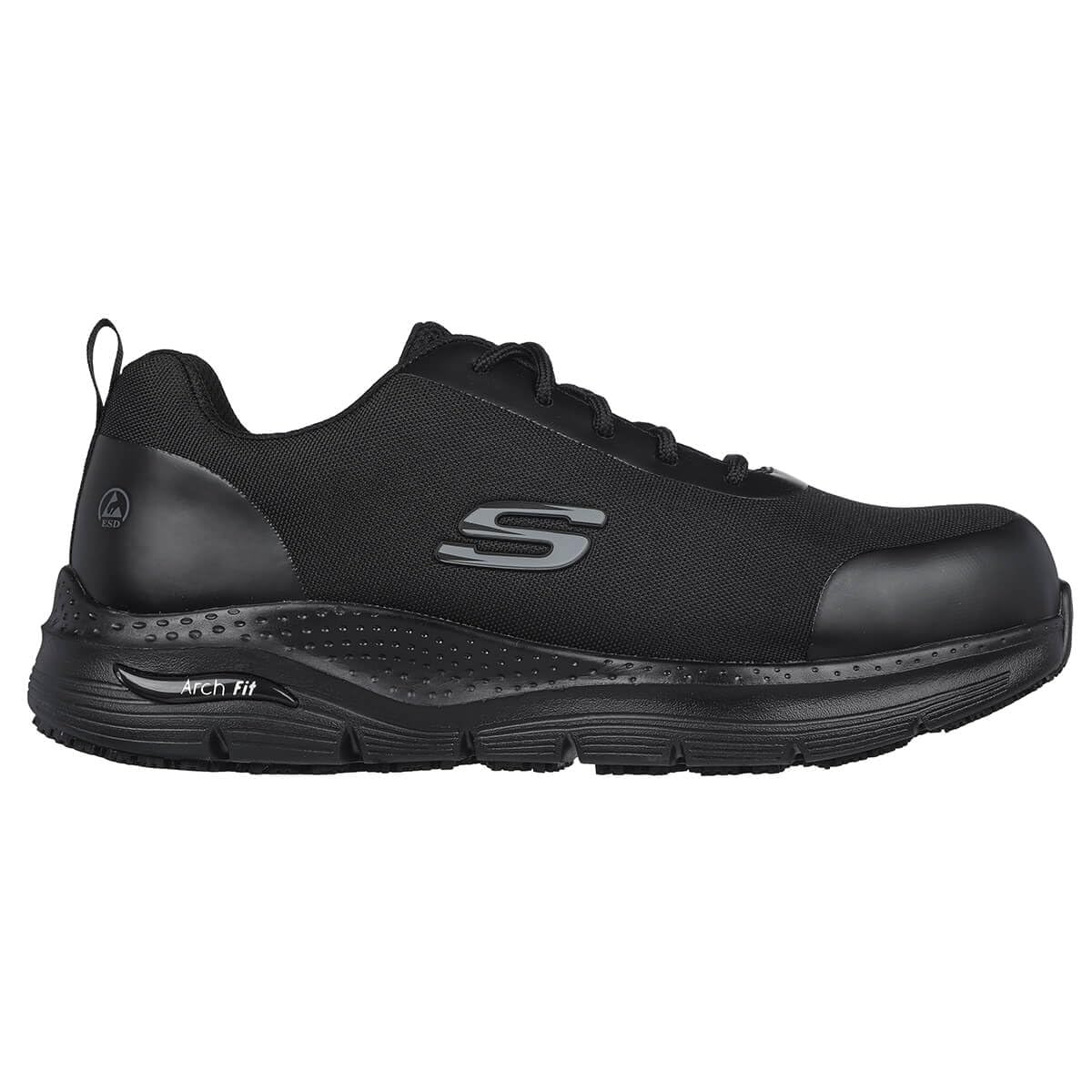Skechers Arch Fit Sr Ringstap, Zapatos de trabajo Hombre, Black Textile/Synthetic, 45 EU