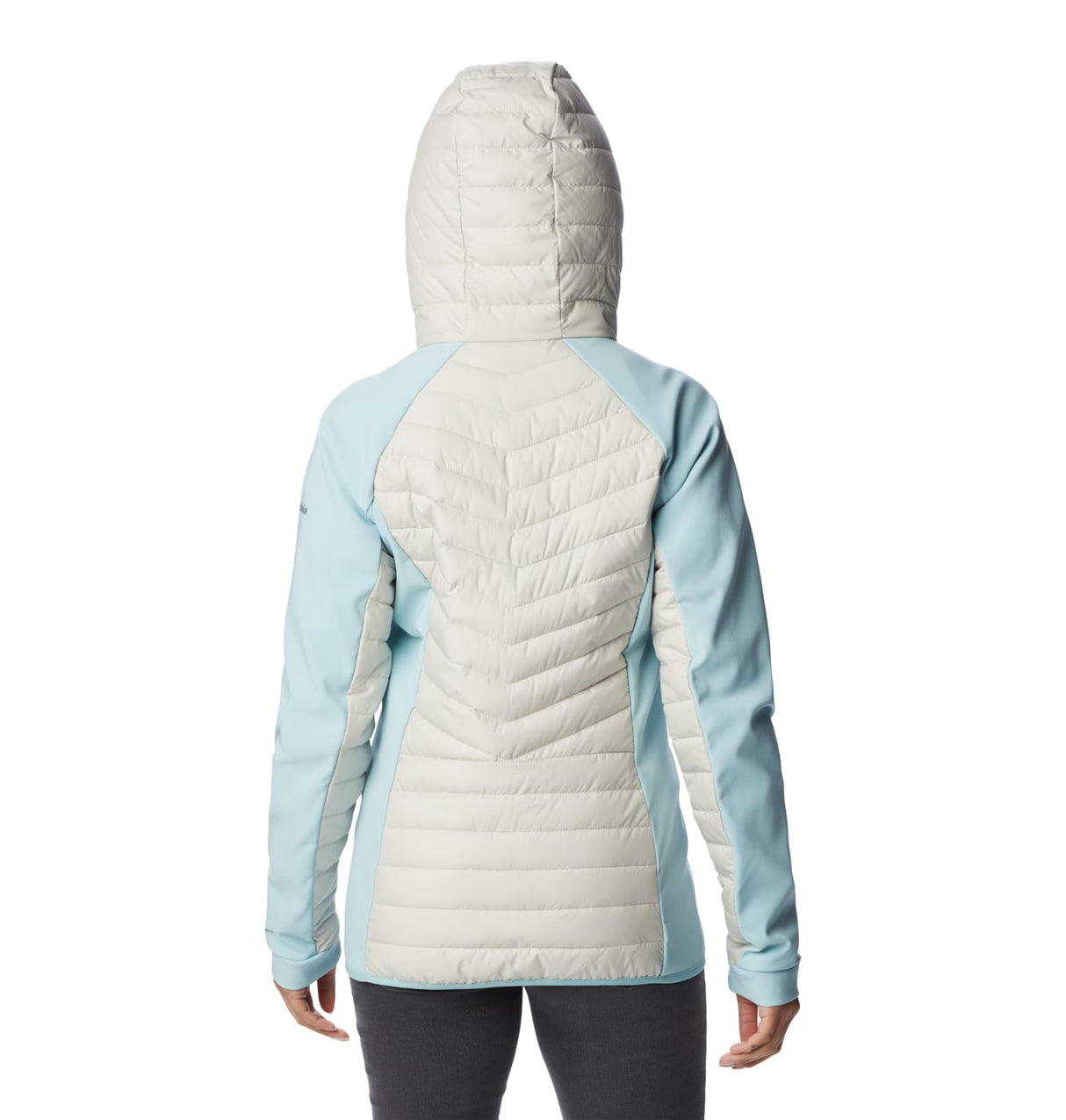 Columbia Powder Lite-Chaqueta híbrida con Capucha Acolchada, Mujer, Piedra Oscura, Aqua Haze, M