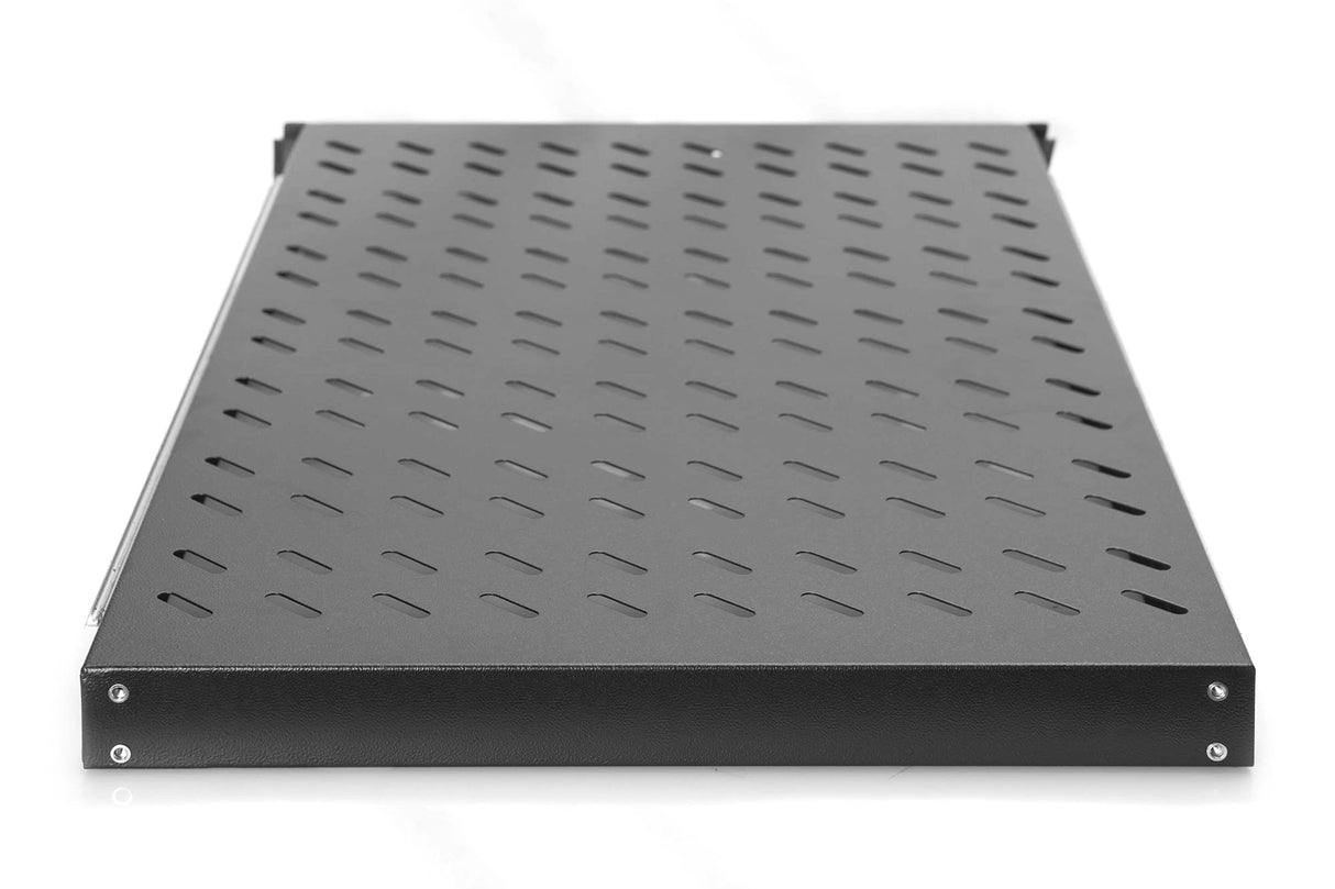 DIGITUS Professional - Baldas extraíbles para armarios de 483 mm (19") - DN-19 TRAY-2-1000SW - Accesorio delantero y trasero, carga 65 kg, desde 1000 mm profundidad, 1 unidades de altura, color negro