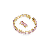 Swarovski Pulsera Tennis Millenia, Talla octogonal, Morada, Baño tono oro