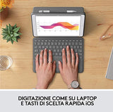 Logitech Combo Touch para iPad (7.ª, 8.ª y 9.ª generación) Funda con trackpad de precisión, Disposición QWERTY Italiano - Gris