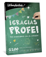 WONDERBOX - Caja Regalo - Gracias profe - 1 Experiencia a Elegir : Estancia, Gastronomía, Actividad de Bienestar o de Aventura - 2200 experiencias Profesores