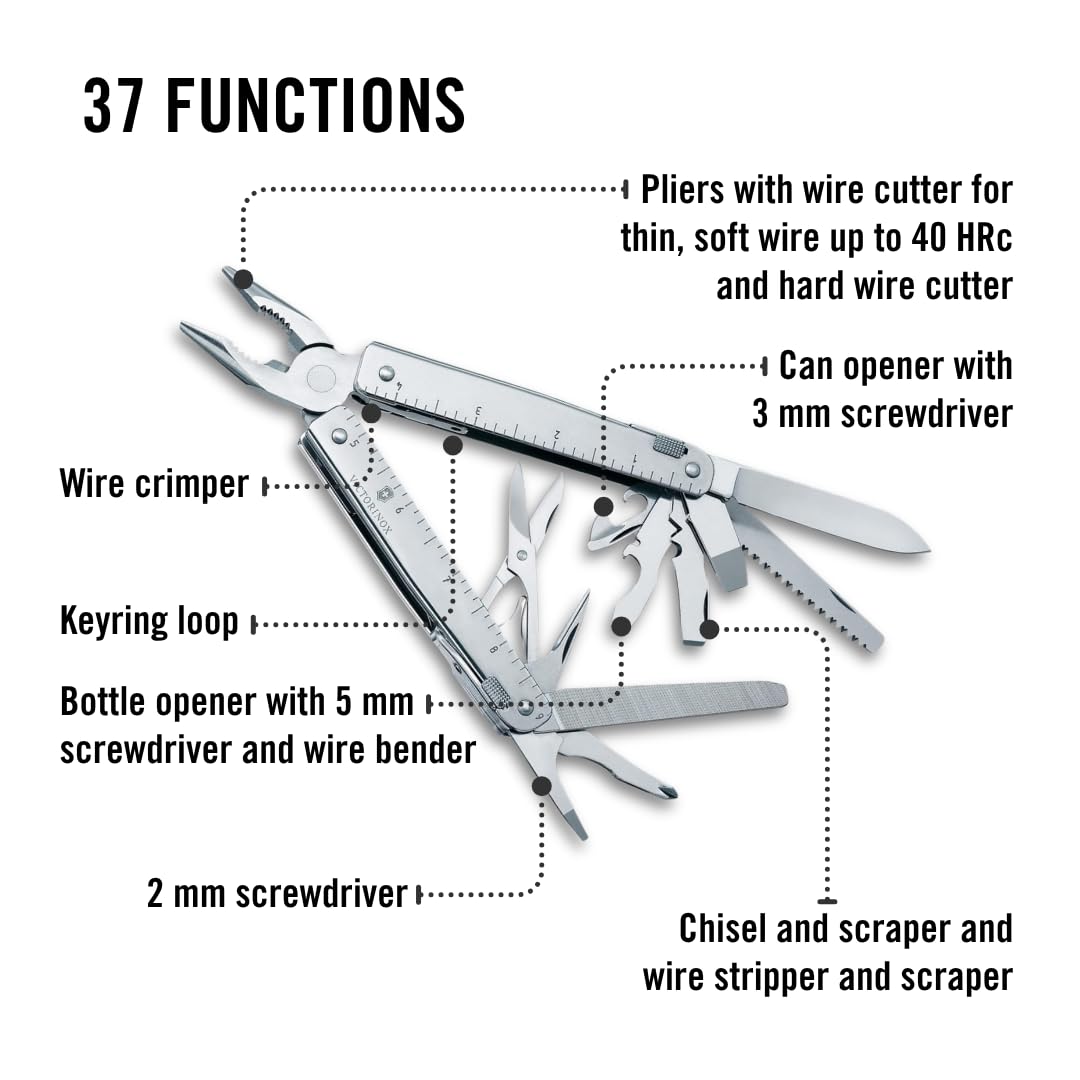 Victorinox Swisstool X Plus, Navaja multiusos suiza en funda de cuero