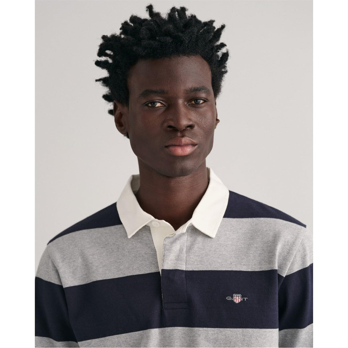 GANT Reg Shield Barstripe Heavy Rugger Camisa, Grey Melange, XL para Hombre