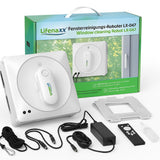 Lifenaxx LX-047, robot eléctrico limpiacristales avanzado con 4 boquillas de pulverización, 4 programas de limpieza, motor sin escobillas, mando a distancia - también para las ventanas sin marco