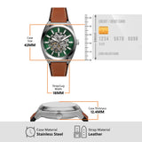 Fossil Reloj Analógico para Hombre de Automático con Correa en Cuero ME3261, Verde Esmeralda