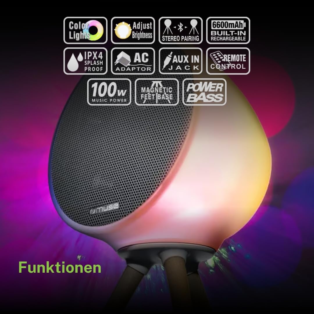 - Lumière d'ambiance multicolore - Bluetooth - Batterie intégrée - T MUSE - ML655BT