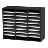 VEVOR Organizador de Literatura de Madera de 27 Ranuras de 800x305x630 mm, Estantes Ajustables de Tablero de Fibra de Densidad Media, Almacenamiento para Archivos, Documentos, Papeles, Negro y Blanco