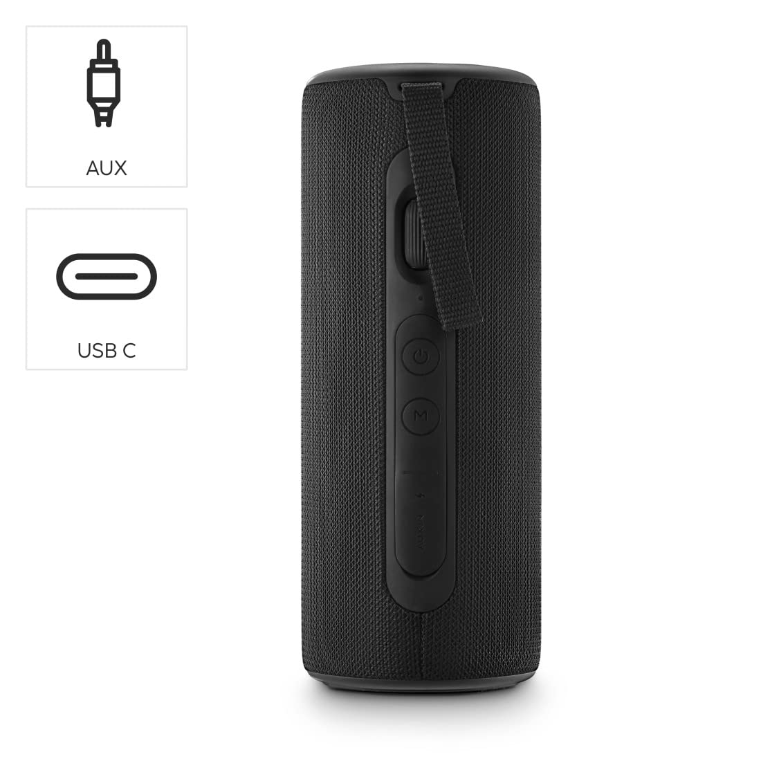 Hama | Altavoz Bluetooth Pipe 3.0 (Altavoz Inalámbrico, Portátil, con Luz LED, 24W, 14h de Autonomía) Color Negro