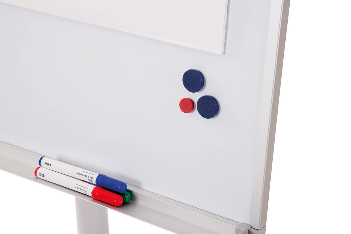 Bi-Office Pizarra Magnética con caballete móvil Smart, rotafolios con ruedas, marco de aluminio de 70 x 100 cm