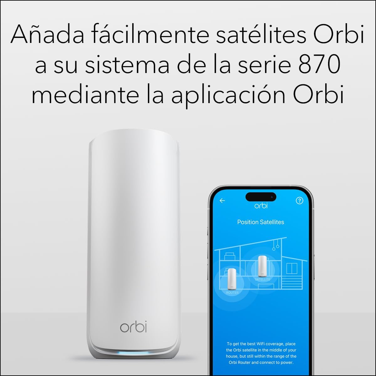 NETGEAR Orbi 870 | Sistema Mesh WiFi 7 | Funciona con Orbi RBE872 y RBE873 | hasta 21 Gbits/s | Amplía la Cobertura hasta 200 m² | y 150 Dispositivos | Cuadribanda BE21000 | RBE870 | Blanco