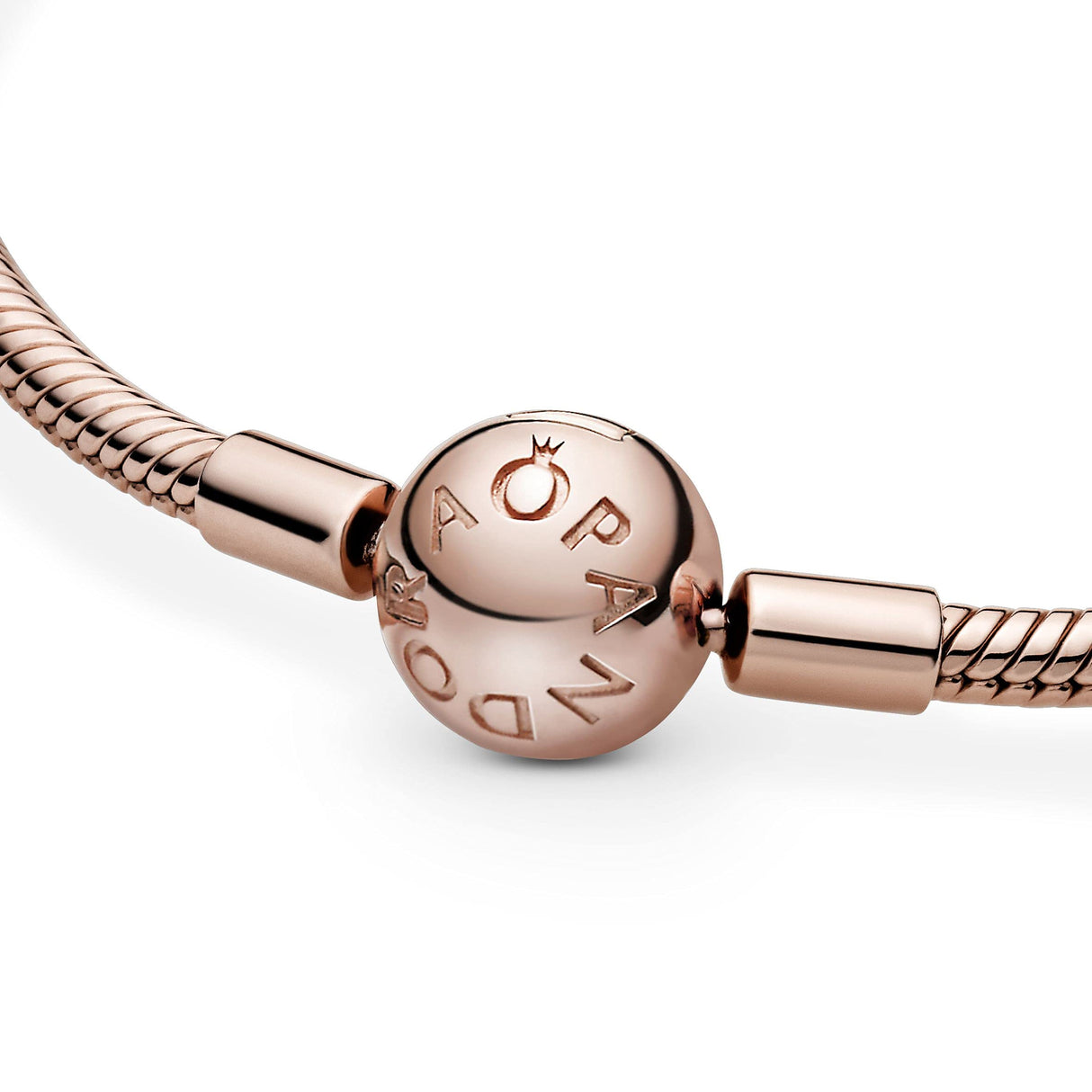 Pandora Icons Pulsera con cadena de serpiente chapada en oro rosa de 14 quilates, 19