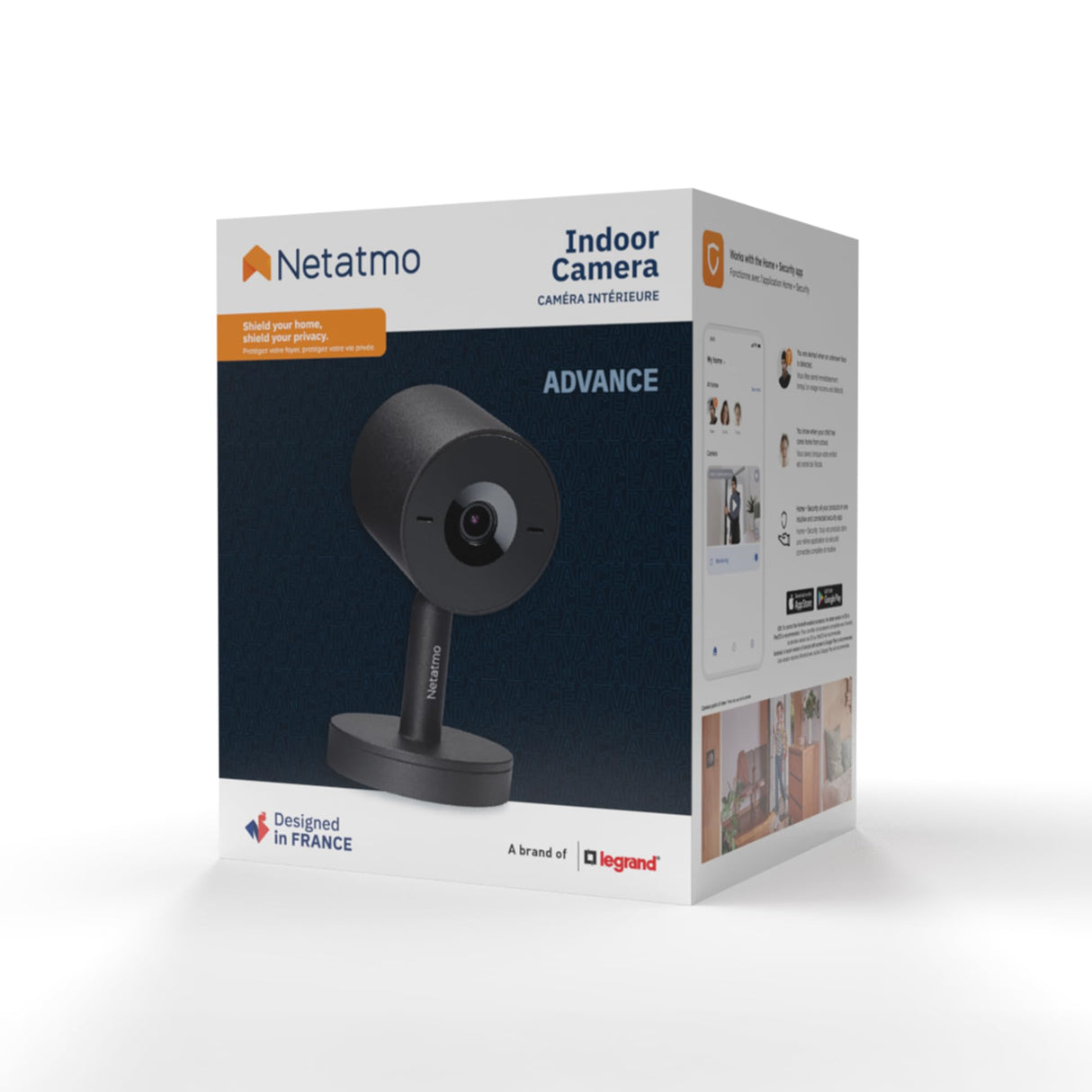Netatmo Cámara Inteligente para Interiores Advance - Reconocimiento Facial Optimizado por IA, Audio Bidireccional, Ángulo de visión Amplio de 130°, HDR 2K, 30 fps, Zoom X16, 2X SD - Negro