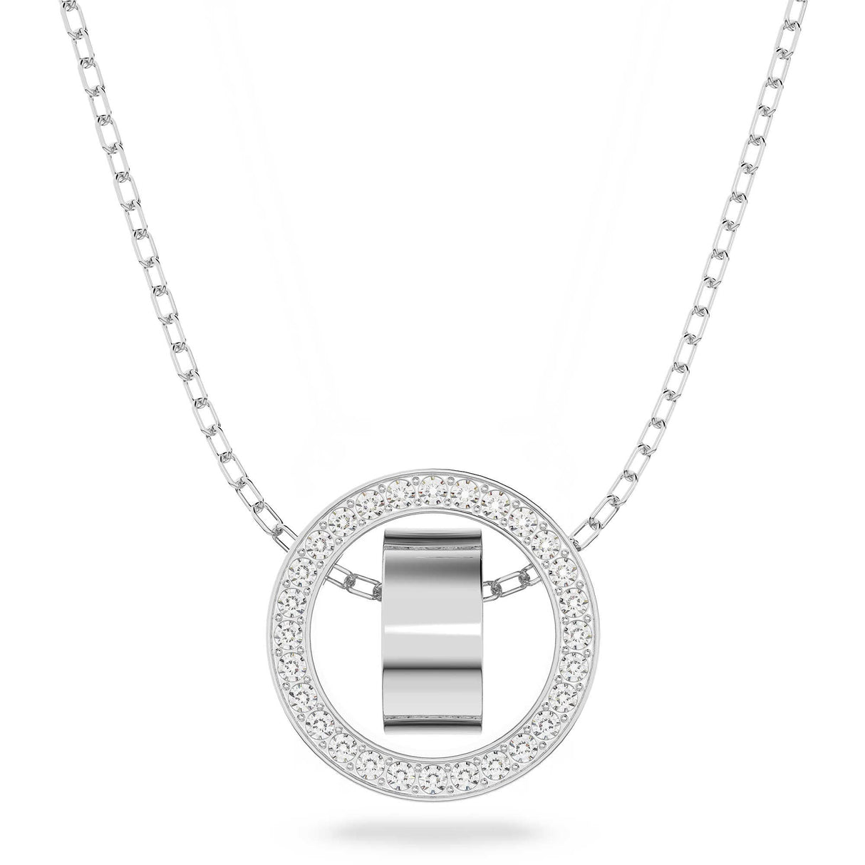 Swarovski Collar con Colgante de Aro Hollow para Mujer, con Cristales de pavé, Baño de Rodio, Colección Hollow de Swarovski