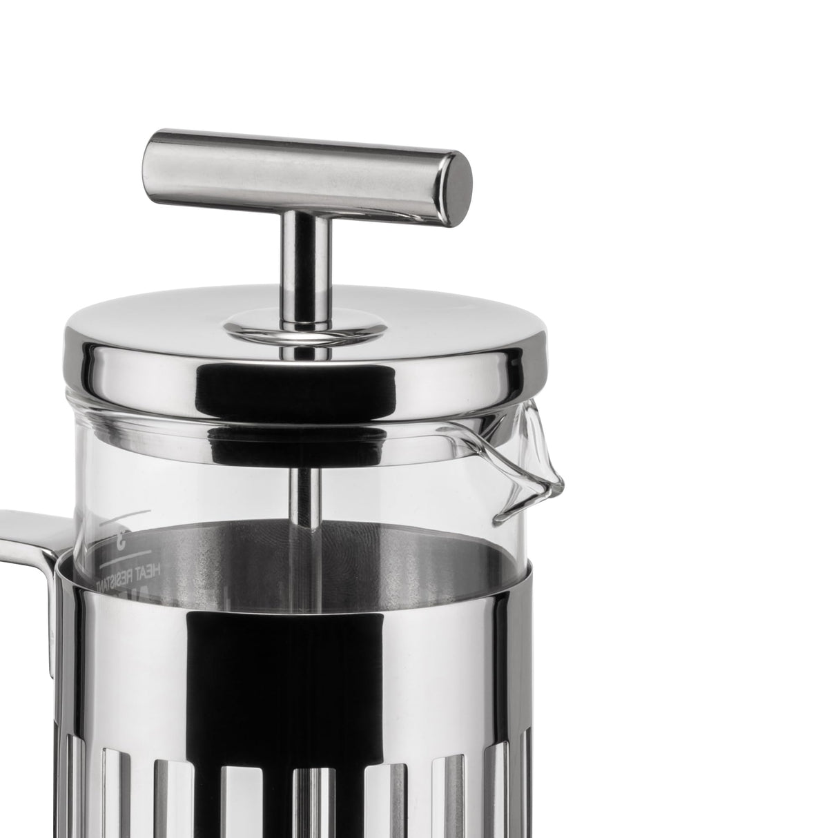 Alessi 9094/3 - Cafetera de Design a Filtro-Presión o Para Infusiones en Acero Inoxidable 18/10 Brillante y Vidrio Resistente al Calor, 3 Tazas