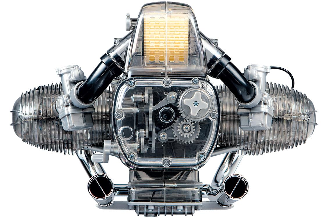Franzis BME019 67009 0 BMW R 90 S Boxermotor originalgetreues Modell, Bausatz mit schaltbarem 5 Gang Getriebe, über 200 Teile und Begleitbuch, bunt