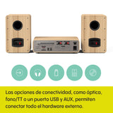 Pure Sistema de música HiFi Pure Classic Stereo, Sistema Compacto (100 W de Sonido, Radio por Internet, Dab+/FM, Bluetooth, Reproductor de CD, USB y Spotify Connect), Blanco algodón/Roble