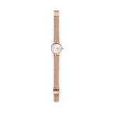Skagen Freja reloj para mujer, movimiento de cuarzo con correa de acero o piel, Tono oro rosa y blanco, 26MM