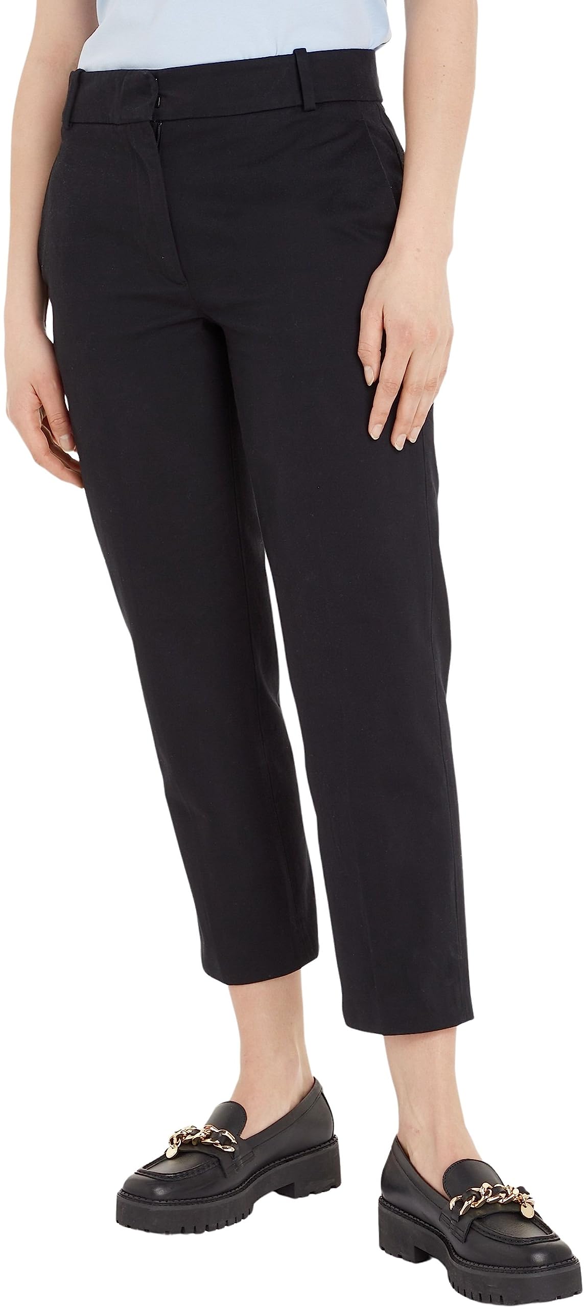 Tommy Hilfiger Essential Slim Straight Co Chino, Mujer, Negro, 42
