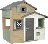 Smoby- Casita Infantil EVO Friends House Smoby Life- Extra Espaciosa, Material Reciclado (50%), Puerta de Entrada, contraventanas, Resistente a los Rayos UV, A Partir de 2 años (7600810205)