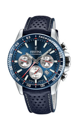 Reloj FESTINA para Hombre F20561/2 Timeless Chronograph Caja de Acero Inoxidable 316l Plateado Correa de Cuero Azul