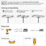Barkan Soporte de TV de Techo, 97cm de Largo Blanco Giratorio e inclinable para Pantallas de 13-65 Pulgadas, Peso máximo 40Kg, Telescópico de Altura Ajustable, para LED OLED LCD, hasta VESA 400x400