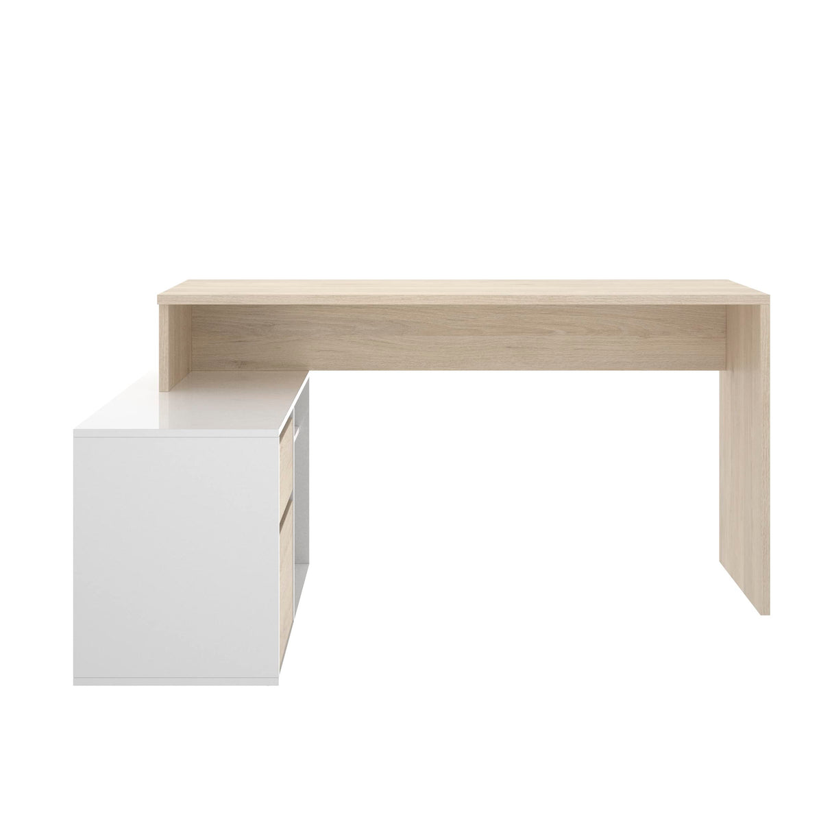 DEKIT GRUPO RIMOBEL ROX - MESA ESCRITORIO CON ALMACENAJE Y DOBLE MONTAJE - 139x75 cm - NATURAL / BLANCO
