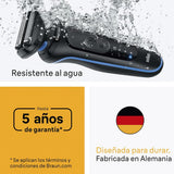 Braun Afeitadora Eléctrica Hombre Series 5, Máquina De Afeitar Barba En Seco Y En Mojado, 2 Modos De Afeitado, 50 Min De Uso, Carga Rápida, Recortadora De Precisión, Estuche De Viaje, 52-B1200SI,Azul