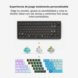 Glorious Gaming GMMK PRO 75% - Teclado gaming mecánico modular, TKL, carcasa de 1,5 kg, personalizable, cable espiral, reposamuñecas, keycaps blancas, RGB, distribuciones QWERTY español - Negro