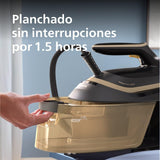 Philips PerfectCare Serie 6000 Centro de planchado a vapor - 2400 W, salida de vapor 600 g, presión 8 bares, tecnología OptimalTEMP, depósito de agua de 1,8 litros, negro (PSG6064/80)