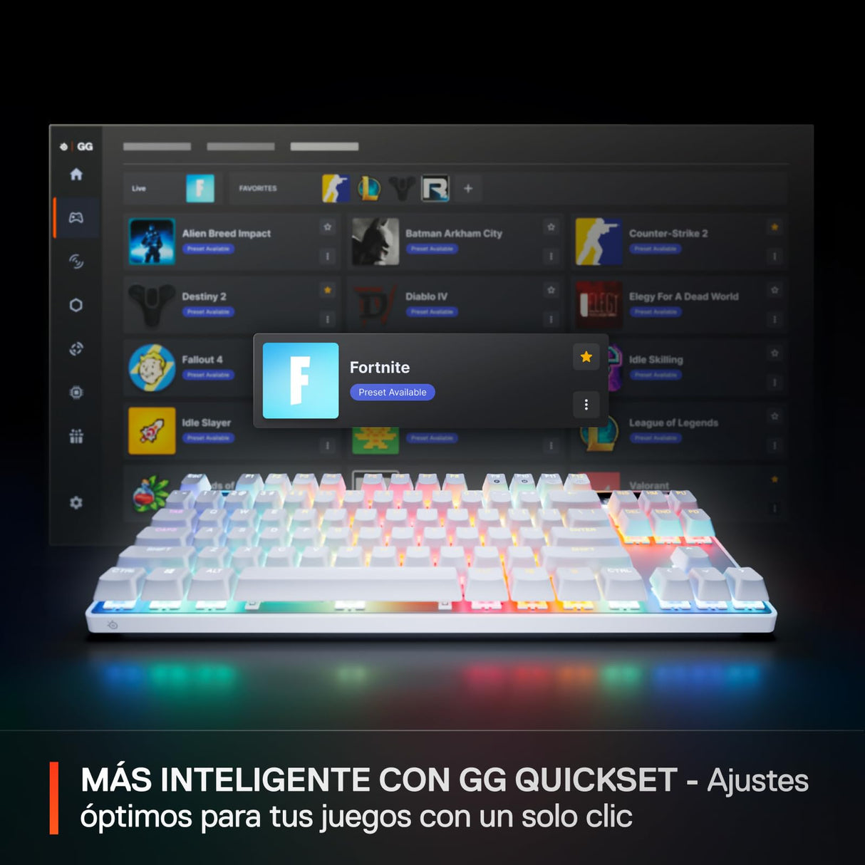 SteelSeries Apex Pro TKL Gen 3 Blanco - Teclado Mecanico Gaming - HyperMagnetic Interruptores OmniPoint 3.0 - Accionamiento Ajustable - Rapid Trigger - Preajustes - Rapid Tap - RGB - OLED - US QWERTY