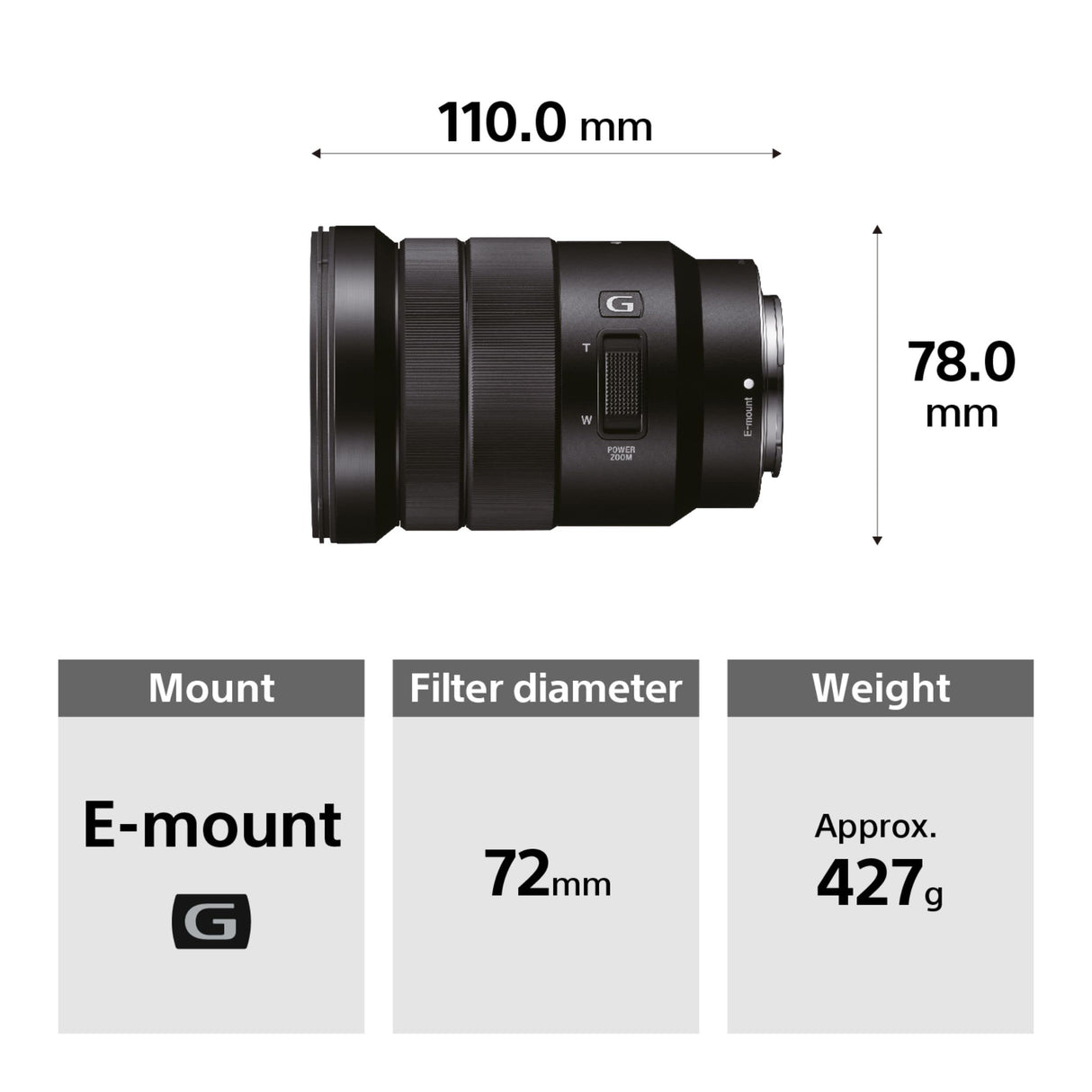 Sony SELP18105G E PZ 18-105mm f/4.0 G - APS-C, Zoom Eléctrico, Color Negro