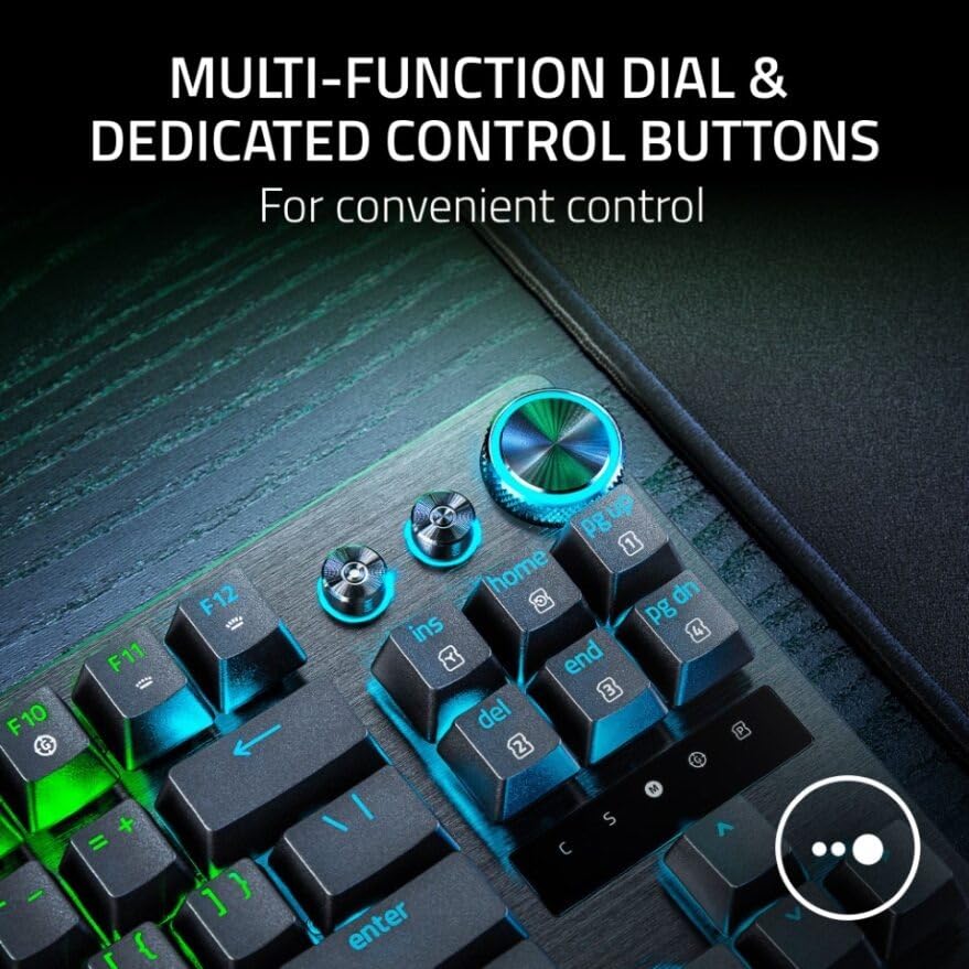 Razer Huntsman V3 Pro Tenkeyless – TKL - Teclado óptico analógico de Deportes electrónicos con Cierre a presión y Modo de liberación rápida (ajustes a Bordo, Rueda multifunción y Botones de Control
