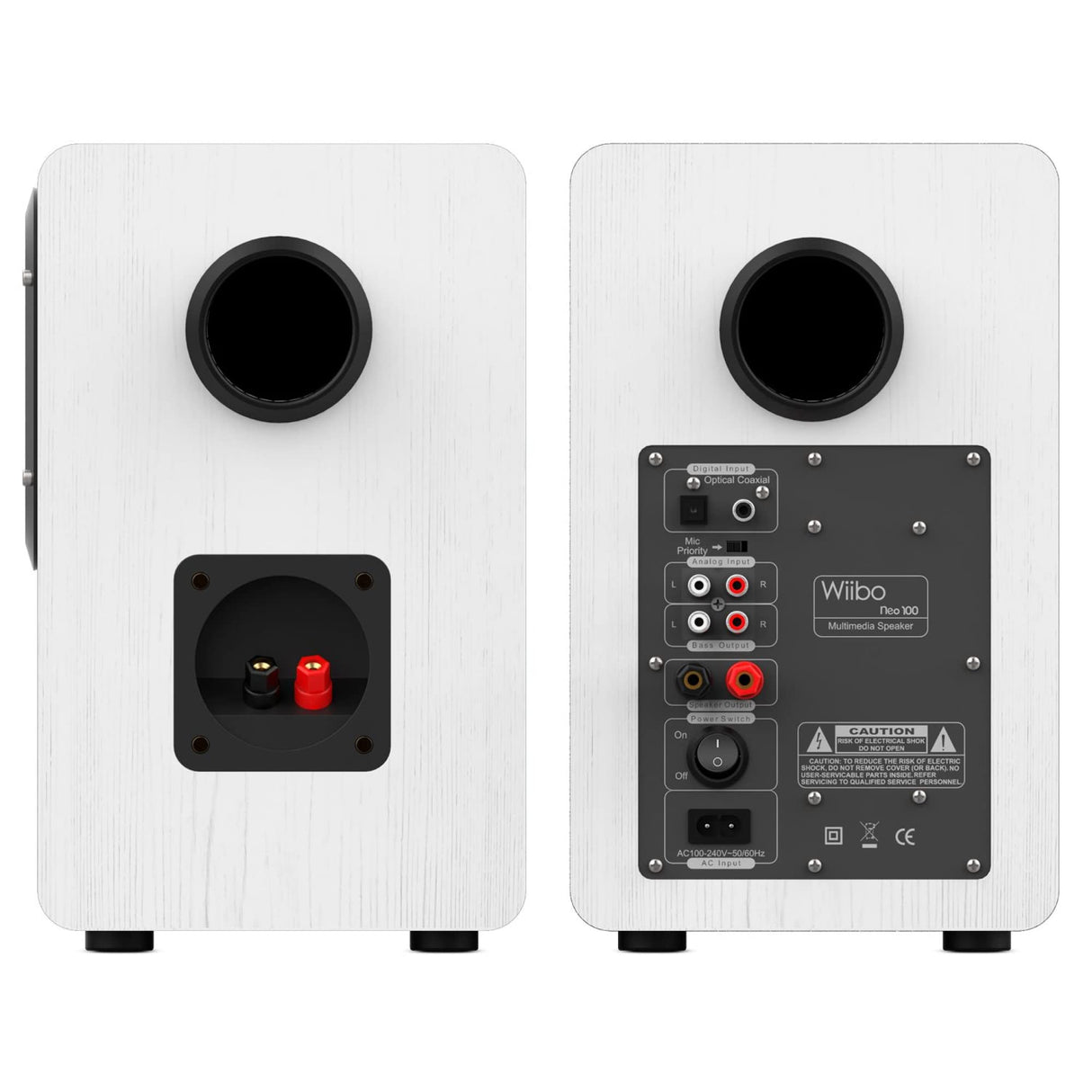 Wiibo Neo 100 White Altavoces Vintage Estanteria Bluetooth HiFi Activos 100w Pareja